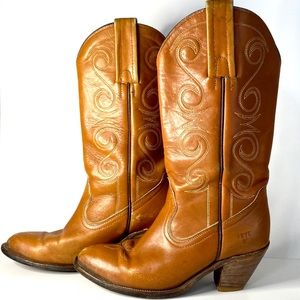 Vintage Frye Womens Tan Cowboy Boots